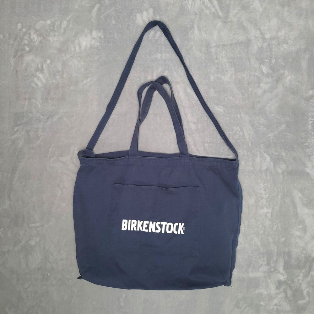 BIRKENSTOCK Navy Rectangular Tote Bag White Logo Minimalist Hand/Shoulder Strap